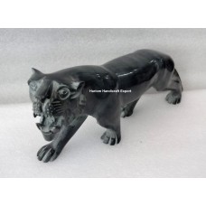 Genuine Black Marble Statue on Marble Royal Bengal Tiger India Cat Sculpture Art   372341646581